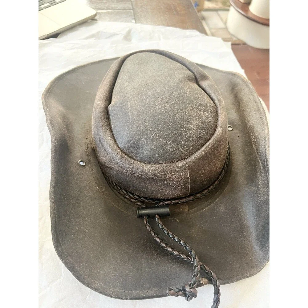 Bullhide Hilltop Leather Cowboy Brown Hat Size Medium $99